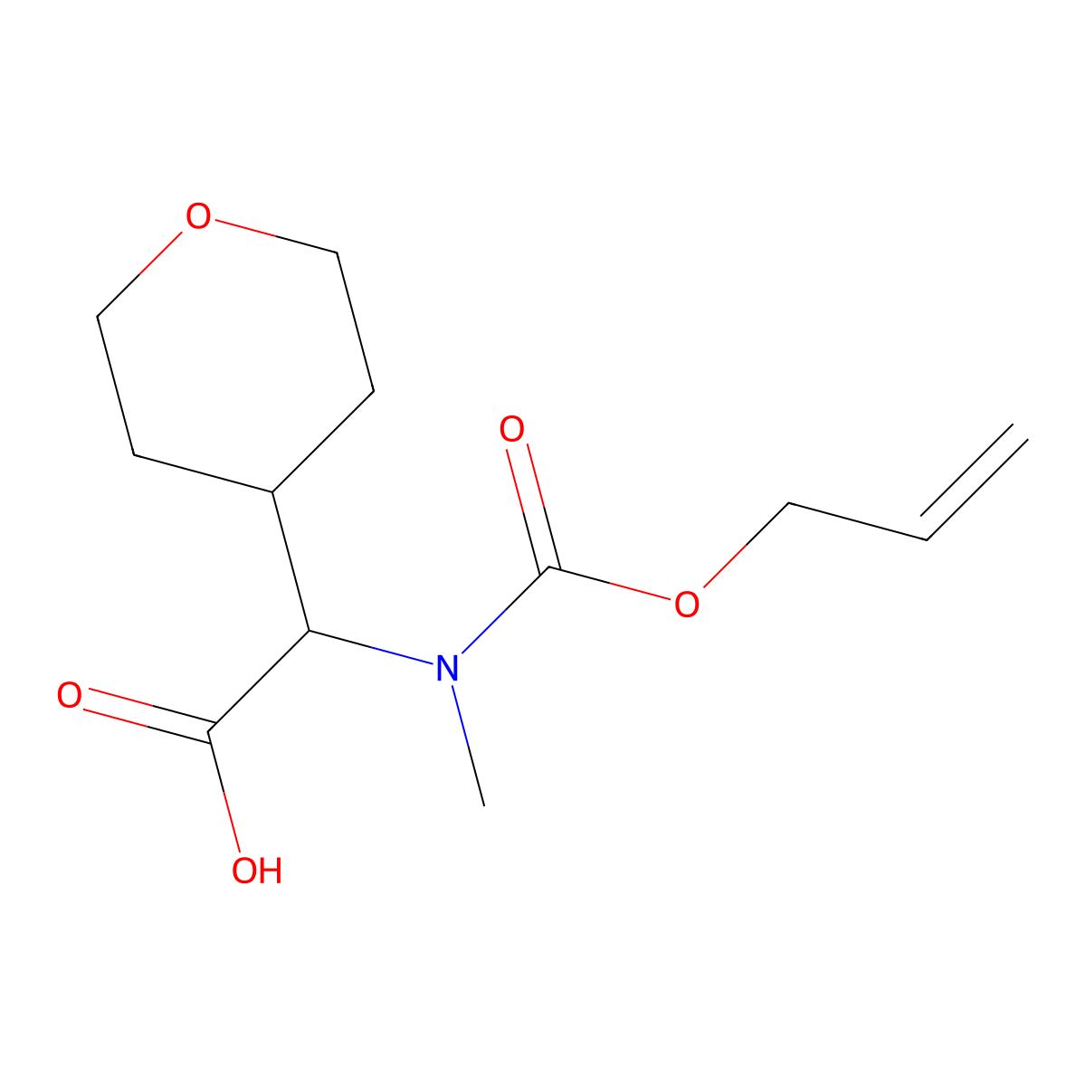 2-{Methyl[(prop-2-en-1-yloxy)carbonyl]amino}-2-(oxan-4-yl)acetic acid molecular structure, CAS 2680552-51-4