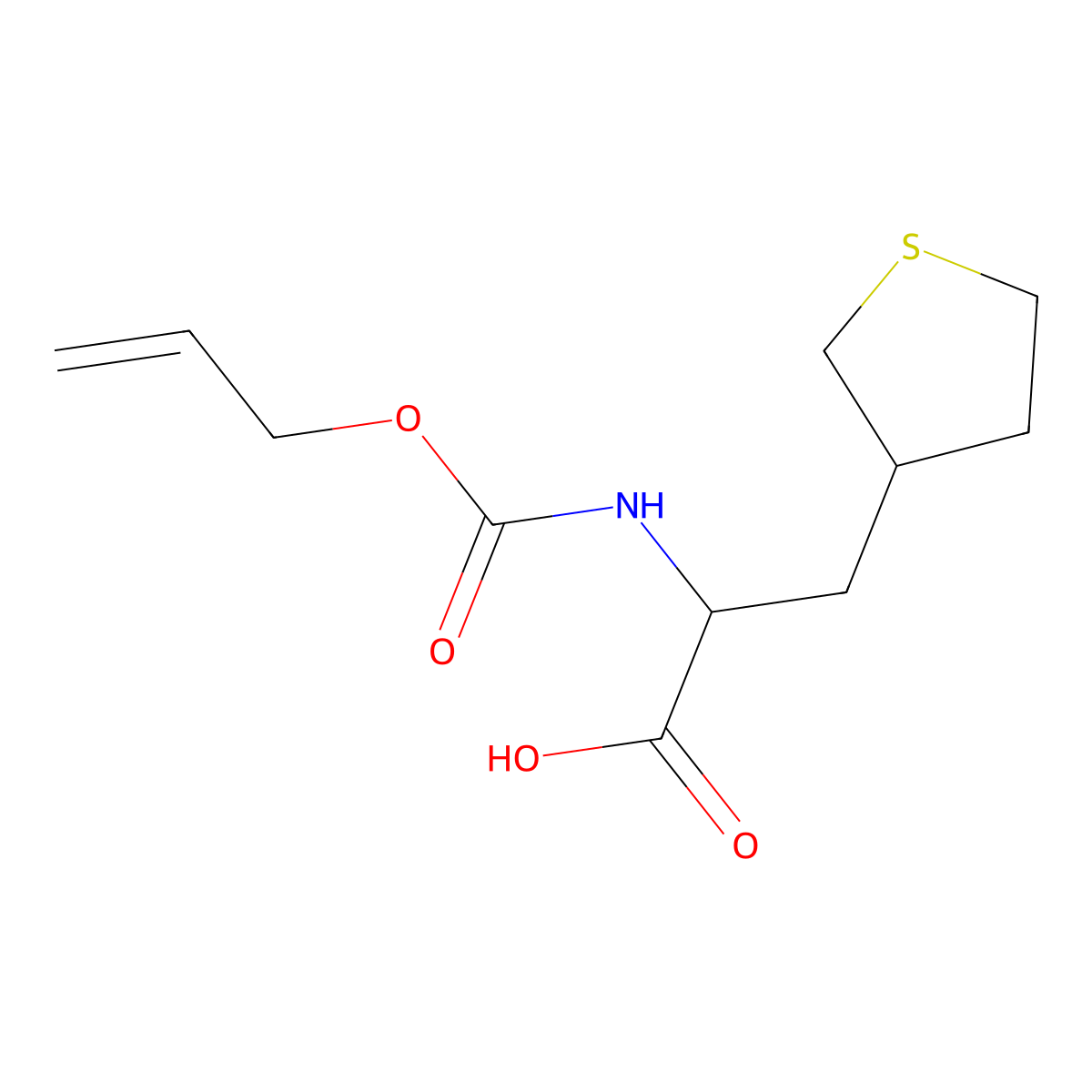 2-{[(Prop-2-en-1-yloxy)carbonyl]amino}-3-(thiolan-3-yl)propanoic acid molecular structure, CAS 2680552-53-6