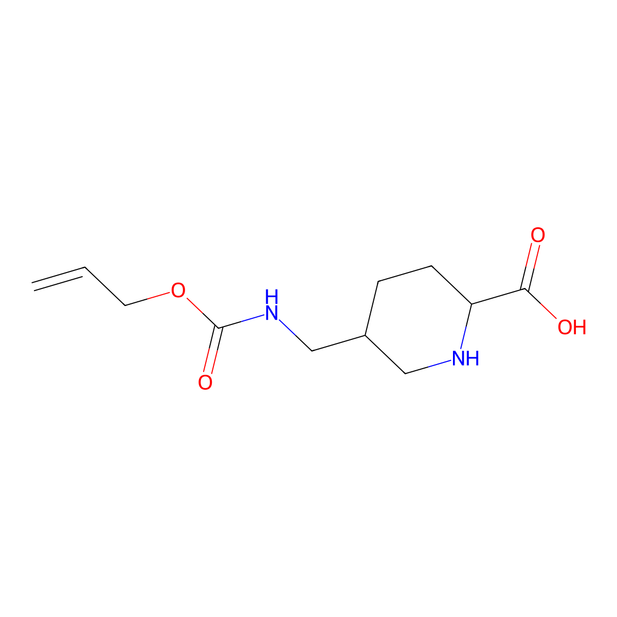 5-({[(Prop-2-en-1-yloxy)carbonyl]amino}methyl)piperidine-2-carboxylic acid molecular structure, CAS 2680552-57-0