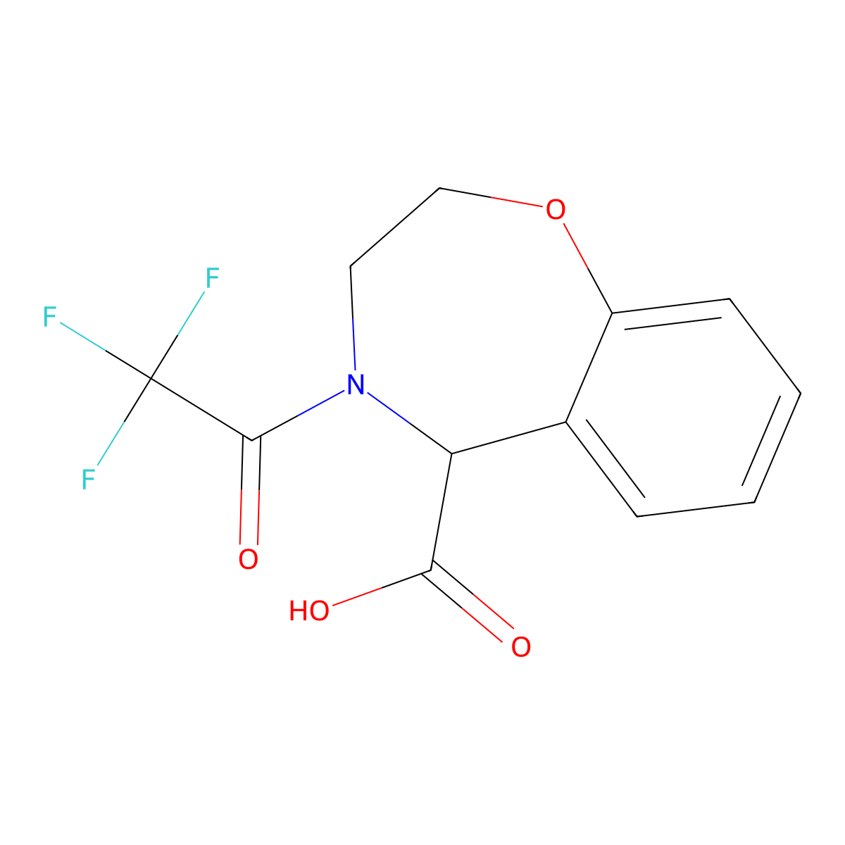 4-(2,2,2-Trifluoroacetyl)-2,3,4,5-tetrahydro-1,4-benzoxazepine-5-carboxylic acid molecular structure, CAS 2680552-58-1