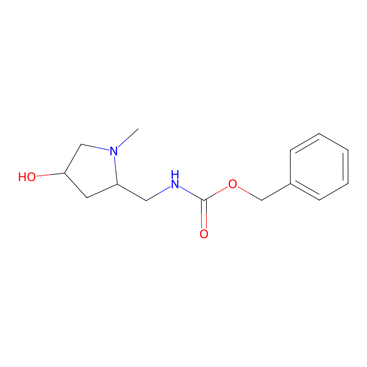 benzyl N-[(4-hydroxy-1-methylpyrrolidin-2-yl)methyl]carbamate molecular structure, CAS 2680552-60-5