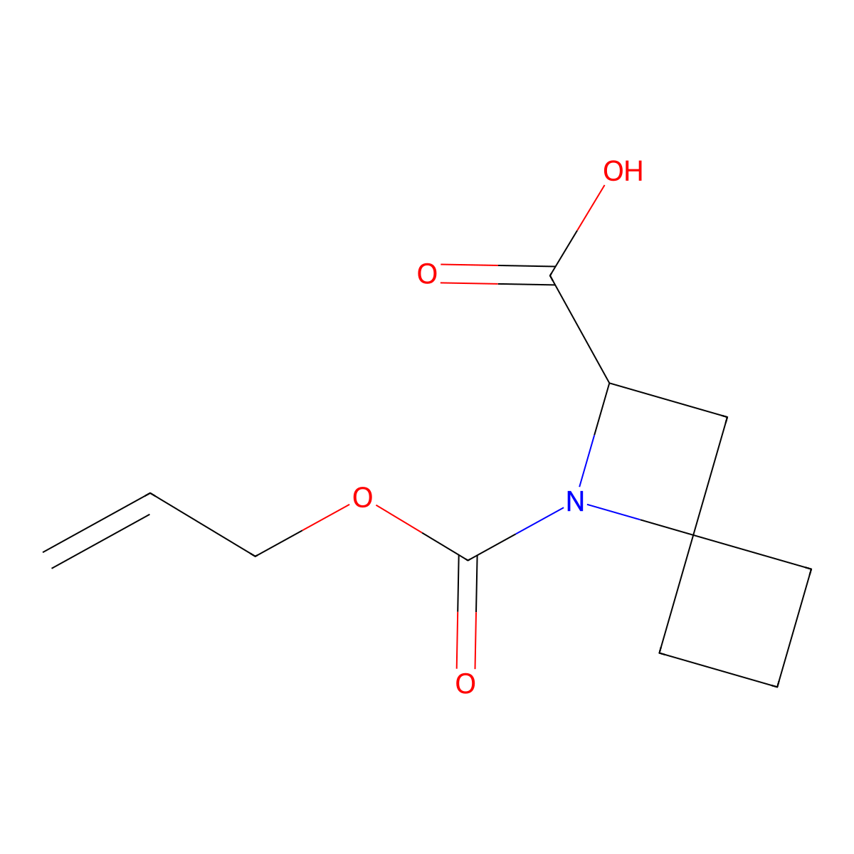 1-[(Prop-2-en-1-yloxy)carbonyl]-1-azaspiro[3.3]heptane-2-carboxylic acid molecular structure, CAS 2680552-62-7