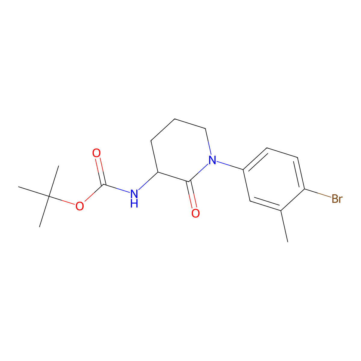 tert-butyl N-[1-(4-bromo-3-methylphenyl)-2-oxopiperidin-3-yl]carbamate molecular structure, CAS 2680552-67-2