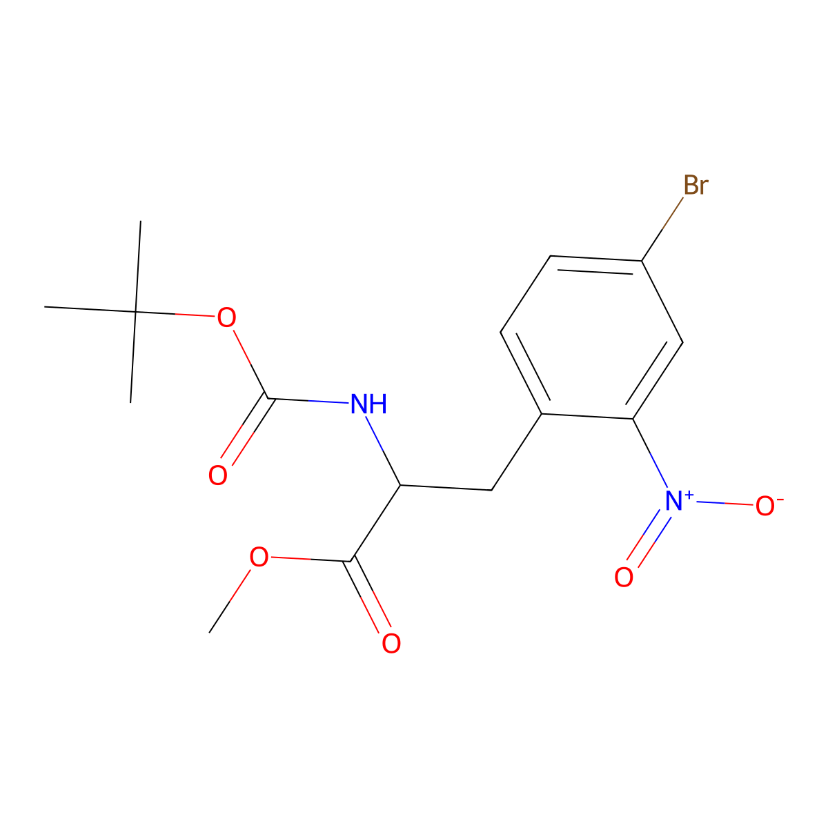 Methyl 3-(4-bromo-2-nitrophenyl)-2-{[(tert-butoxy)carbonyl]amino}propanoate molecular structure, CAS 2680552-69-4