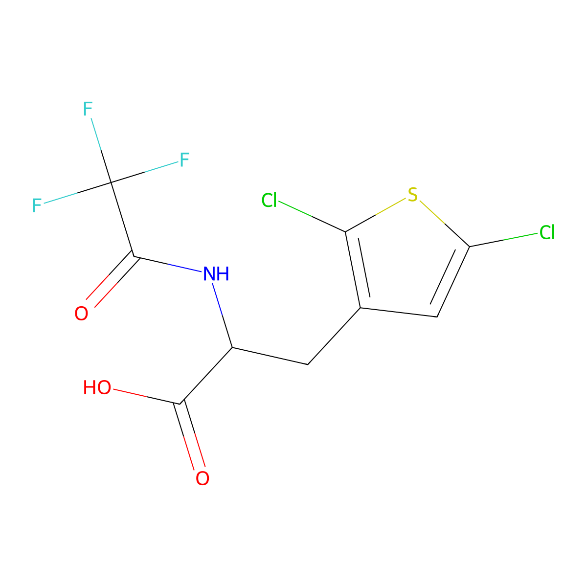 3-(2,5-Dichlorothiophen-3-yl)-2-(2,2,2-trifluoroacetamido)propanoic acid molecular structure, CAS 2680552-71-8