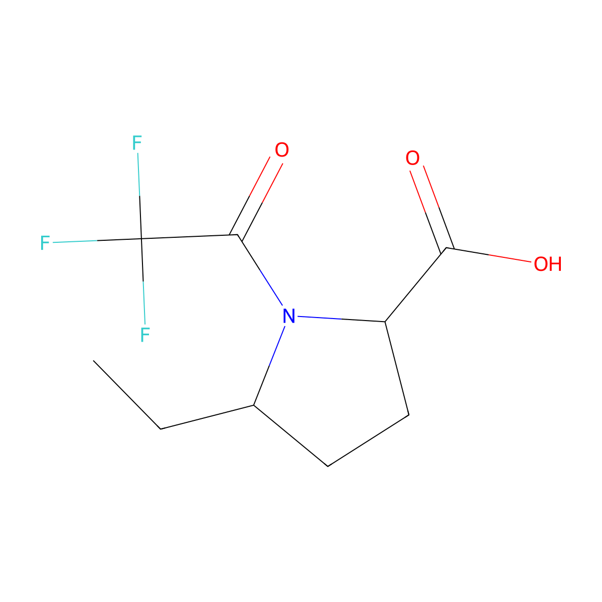 5-Ethyl-1-(2,2,2-trifluoroacetyl)pyrrolidine-2-carboxylic acid molecular structure, CAS 2680552-72-9