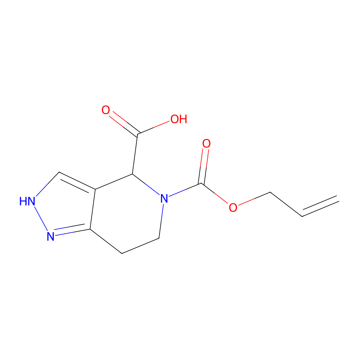 5-[(prop-2-en-1-yloxy)carbonyl]-2H,4H,5H,6H,7H-pyrazolo[4,3-c]pyridine-4-carboxylic acid molecular structure, CAS 2680552-73-0