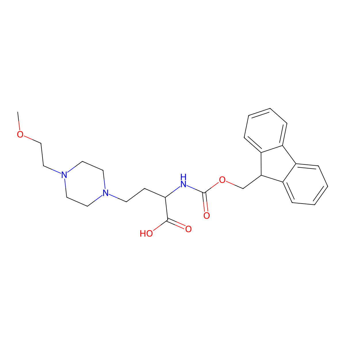 2-({[(9H-fluoren-9-yl)methoxy]carbonyl}amino)-4-[4-(2-methoxyethyl)piperazin-1-yl]butanoic acid molecular structure, CAS 2680552-74-1