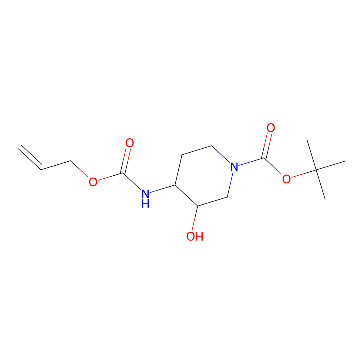 Tert-butyl 3-hydroxy-4-{[(prop-2-en-1-yloxy)carbonyl]amino}piperidine-1-carboxylate molecular structure, CAS 2680552-77-4