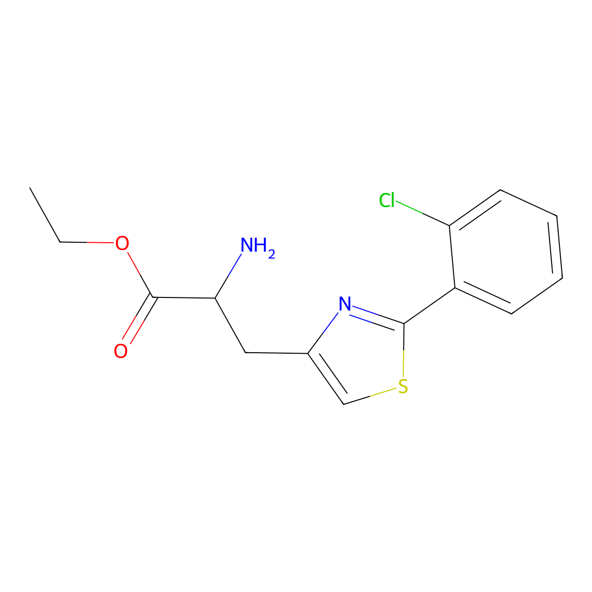 Ethyl 2-amino-3-[2-(2-chlorophenyl)-1,3-thiazol-4-yl]propanoate molecular structure, CAS 2680552-83-2