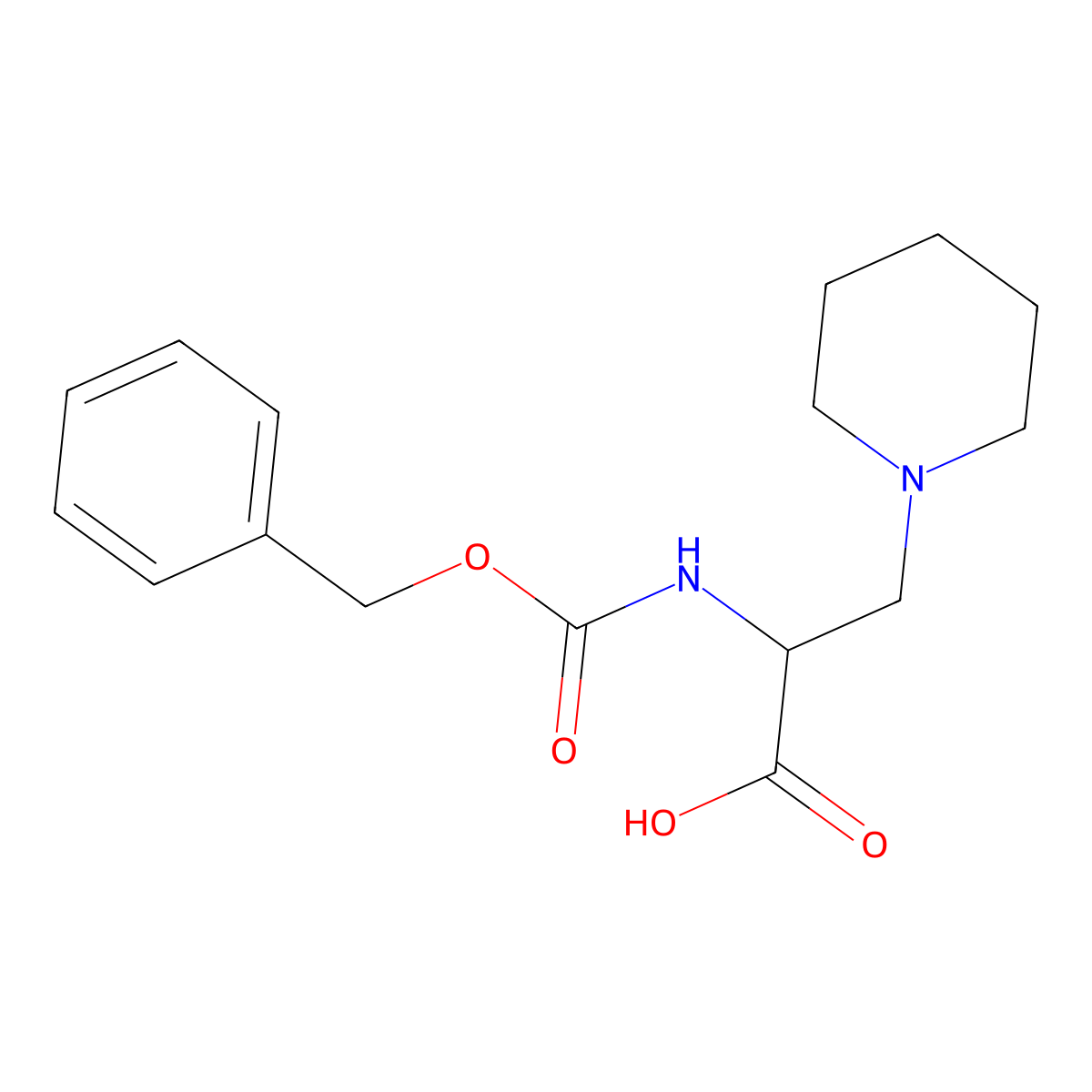 2-{[(Benzyloxy)carbonyl]amino}-3-(piperidin-1-yl)propanoic acid molecular structure, CAS 2680552-84-3