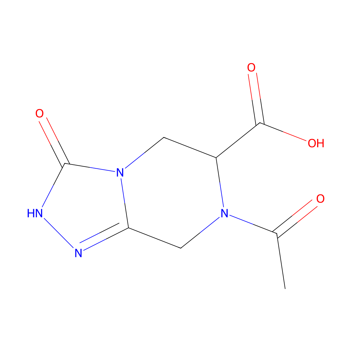 7-acetyl-3-oxo-2H,3H,5H,6H,7H,8H-[1,2,4]triazolo[4,3-a]pyrazine-6-carboxylic acid molecular structure, CAS 2680552-94-5