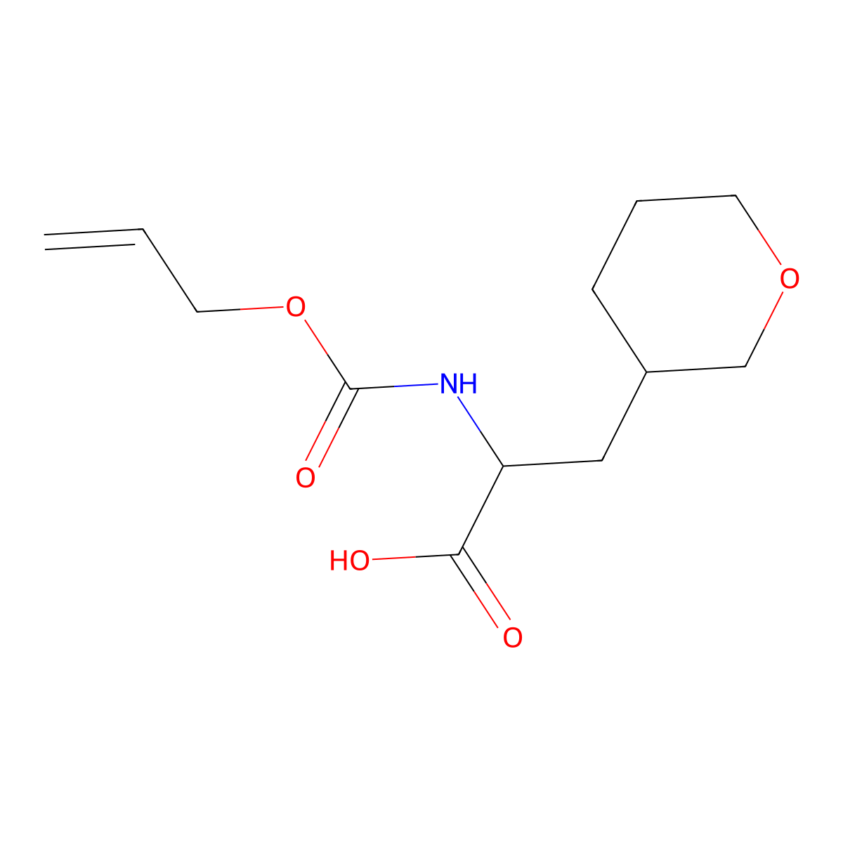 3-(Oxan-3-yl)-2-{[(prop-2-en-1-yloxy)carbonyl]amino}propanoic acid molecular structure, CAS 2680552-96-7