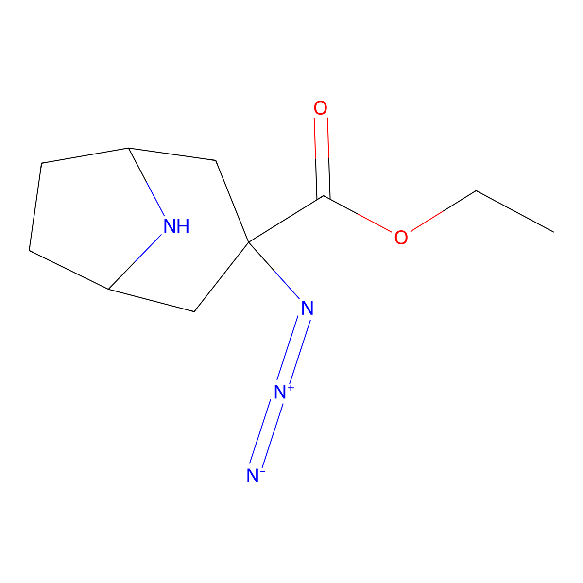 Ethyl 3-azido-8-azabicyclo[3.2.1]octane-3-carboxylate molecular structure, CAS 2680552-97-8