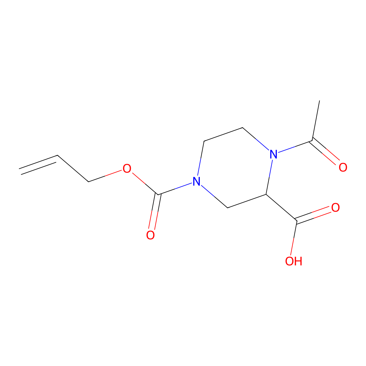 1-Acetyl-4-[(prop-2-en-1-yloxy)carbonyl]piperazine-2-carboxylic acid molecular structure, CAS 2680552-99-0