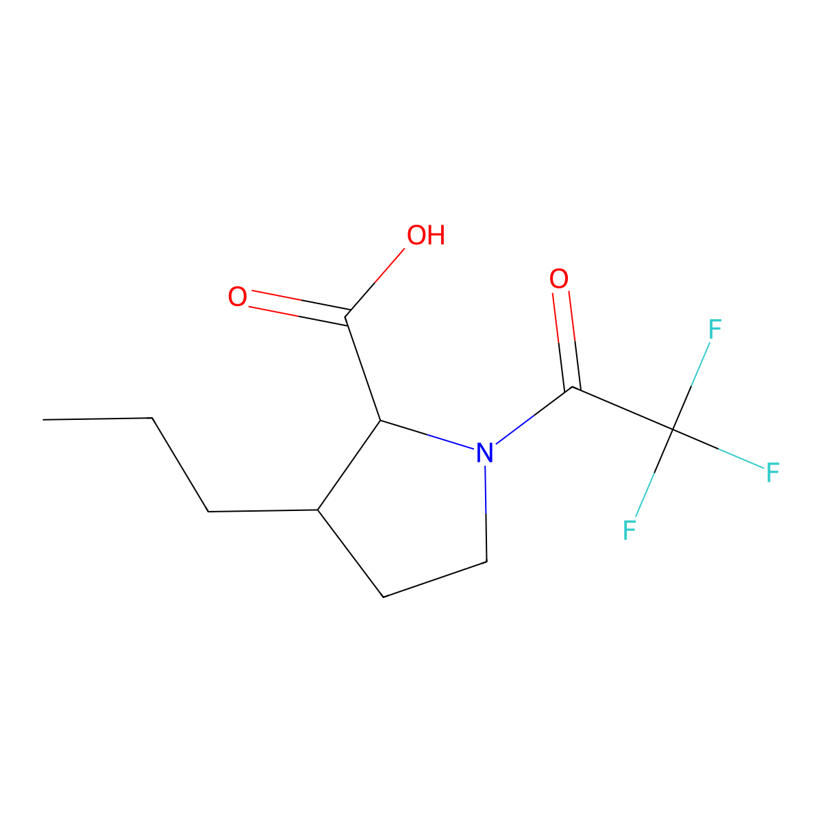 3-Propyl-1-(trifluoroacetyl)pyrrolidine-2-carboxylic acid molecular structure, CAS 2680553-04-0