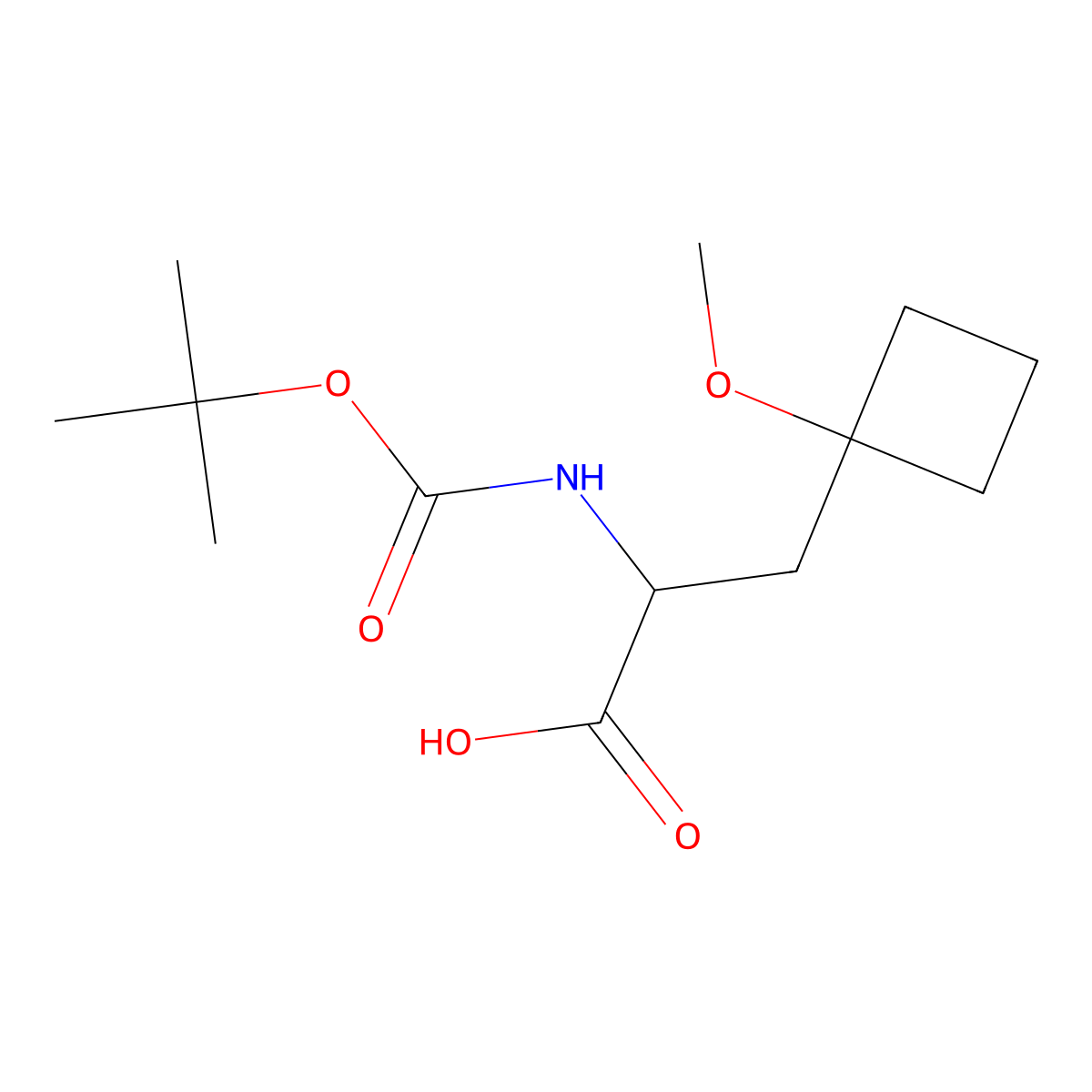 2-{[(Tert-butoxy)carbonyl]amino}-3-(1-methoxycyclobutyl)propanoic acid molecular structure, CAS 2680553-16-4