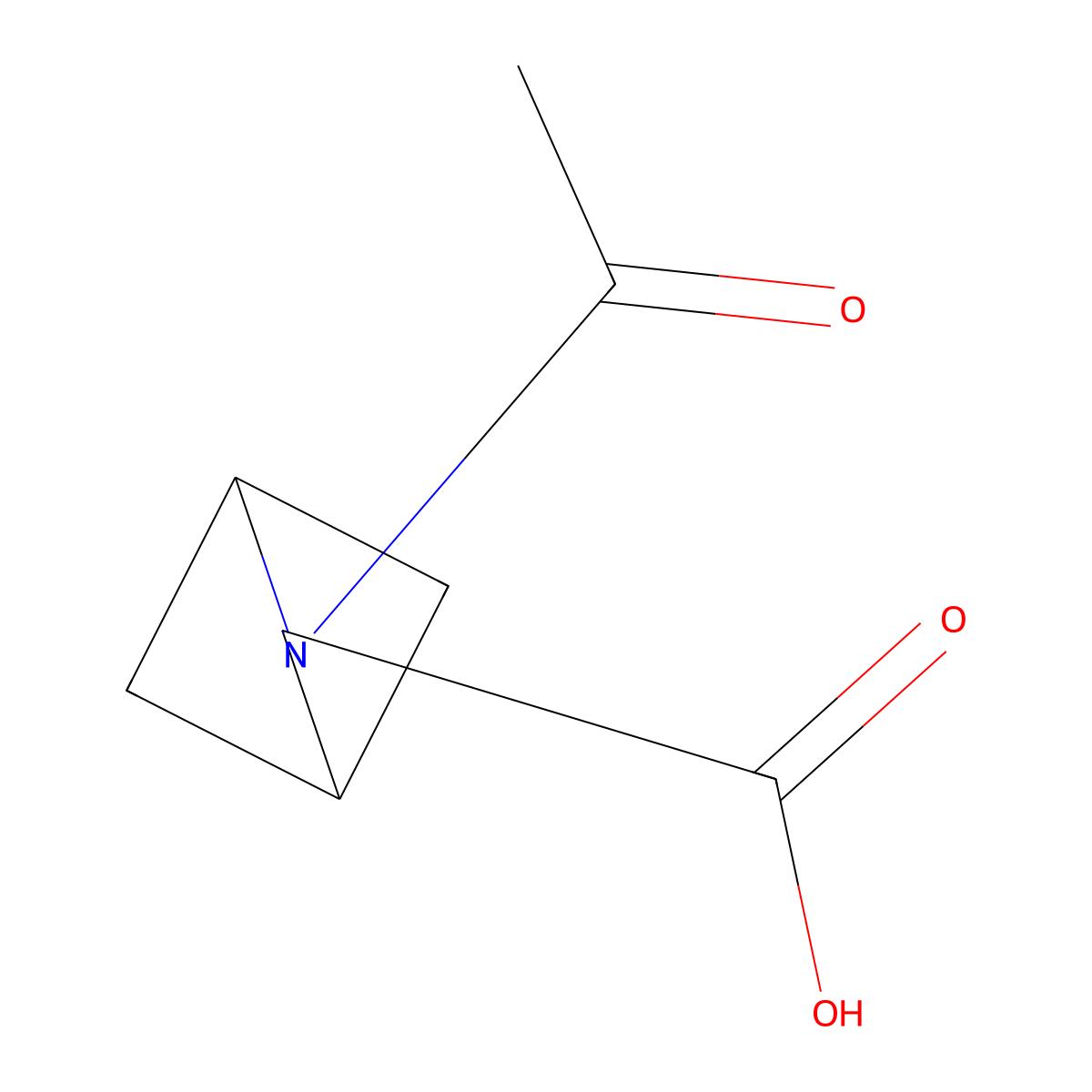 2-Acetyl-2-azabicyclo[2.1.1]hexane-3-carboxylic acid molecular structure, CAS 2680553-18-6