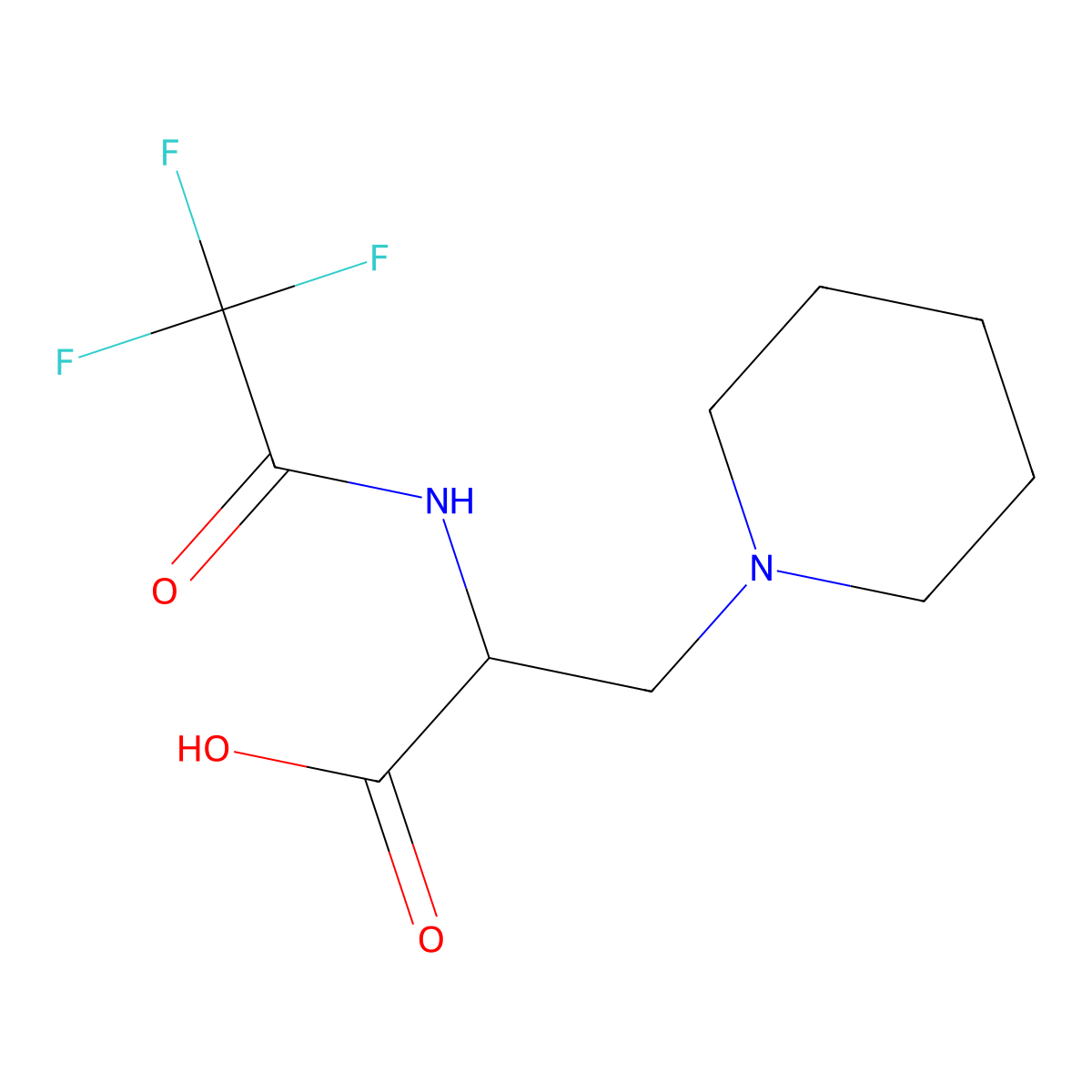 3-(Piperidin-1-yl)-2-(trifluoroacetamido)propanoic acid molecular structure, CAS 2680553-30-2