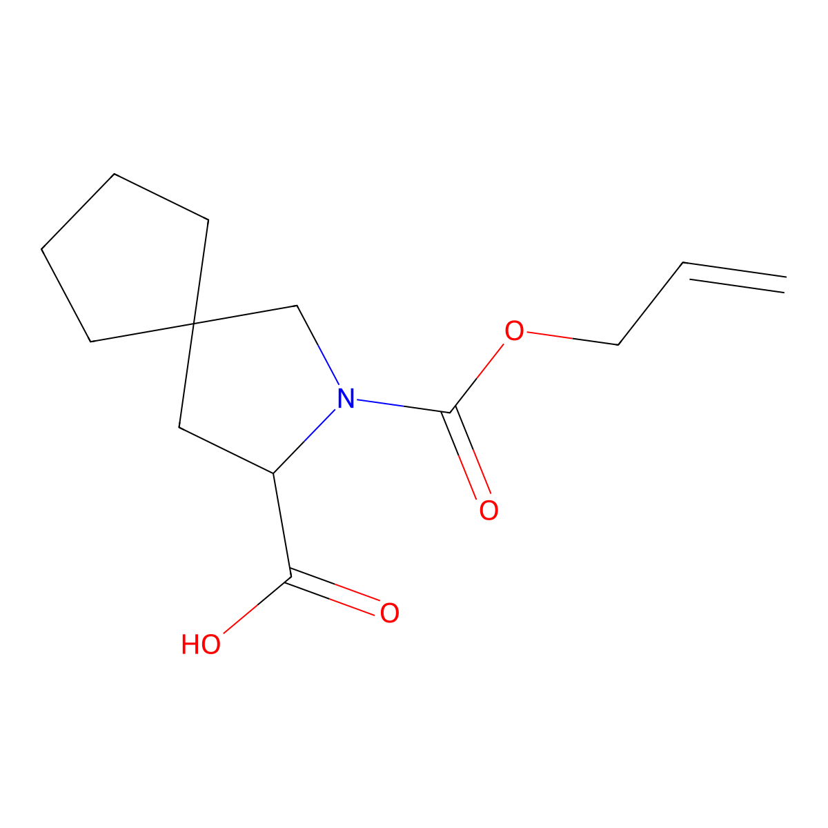2-[(Prop-2-en-1-yloxy)carbonyl]-2-azaspiro[4.4]nonane-3-carboxylic acid molecular structure, CAS 2680553-31-3