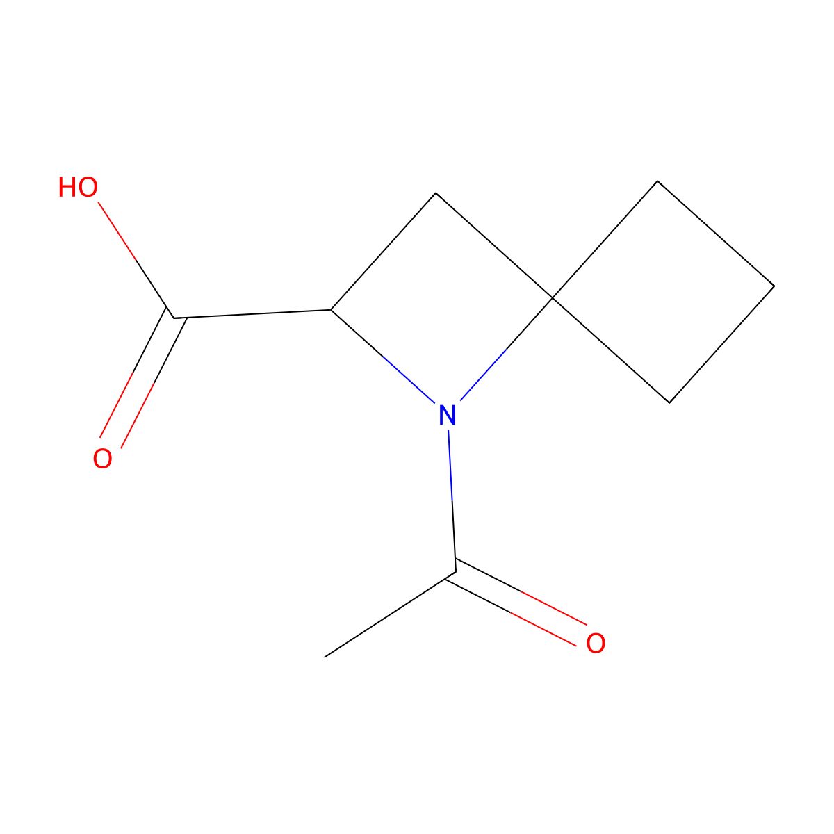 1-Acetyl-1-azaspiro[3.3]heptane-2-carboxylic acid molecular structure, CAS 2680553-32-4