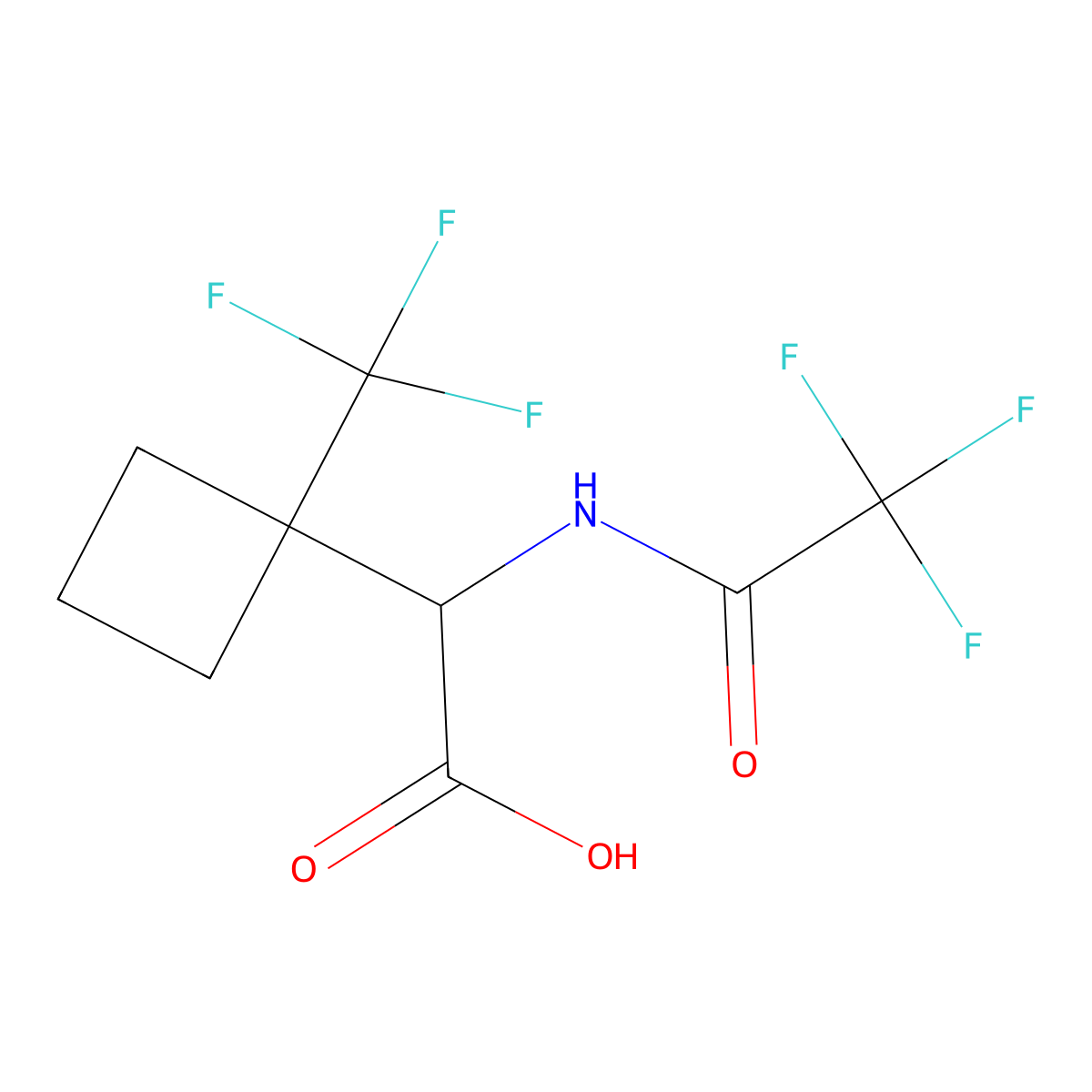 2-(2,2,2-Trifluoroacetamido)-2-[1-(trifluoromethyl)cyclobutyl]acetic acid molecular structure, CAS 2680553-60-8