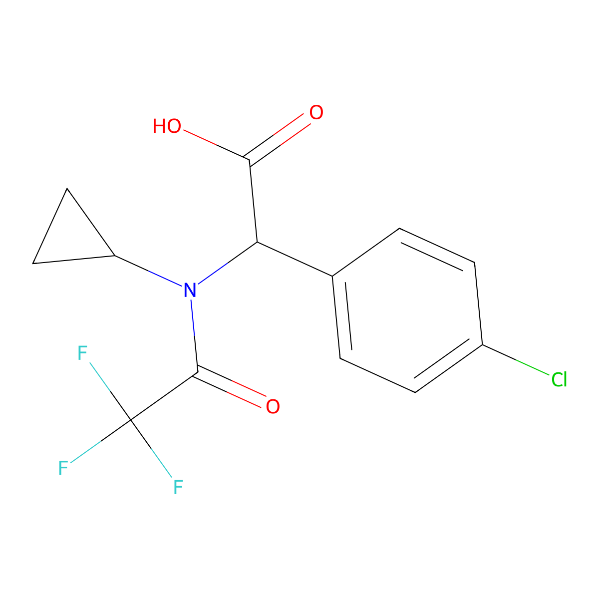 2-(4-chlorophenyl)-2-(N-cyclopropyl-2,2,2-trifluoroacetamido)acetic acid molecular structure, CAS 2680553-62-0