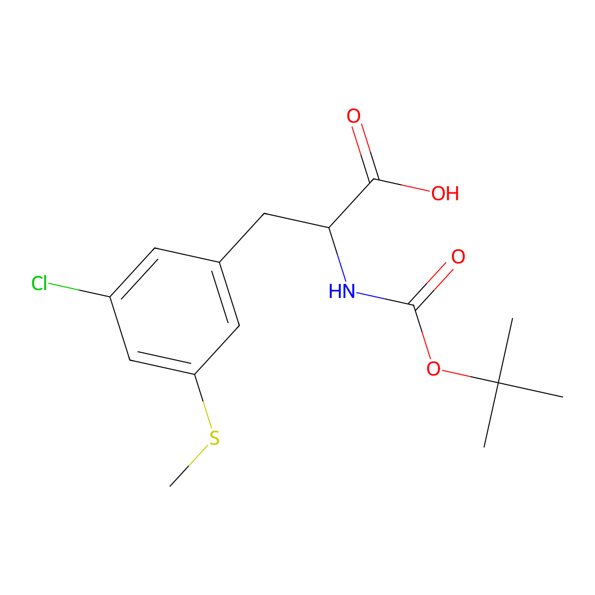 2-{[(Tert-butoxy)carbonyl]amino}-3-[3-chloro-5-(methylsulfanyl)phenyl]propanoic acid molecular structure, CAS 2680553-65-3