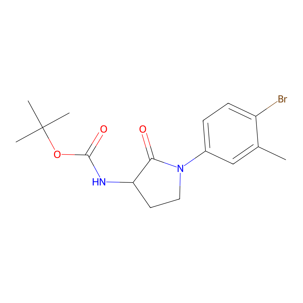 tert-butyl N-[1-(4-bromo-3-methylphenyl)-2-oxopyrrolidin-3-yl]carbamate molecular structure, CAS 2680553-67-5
