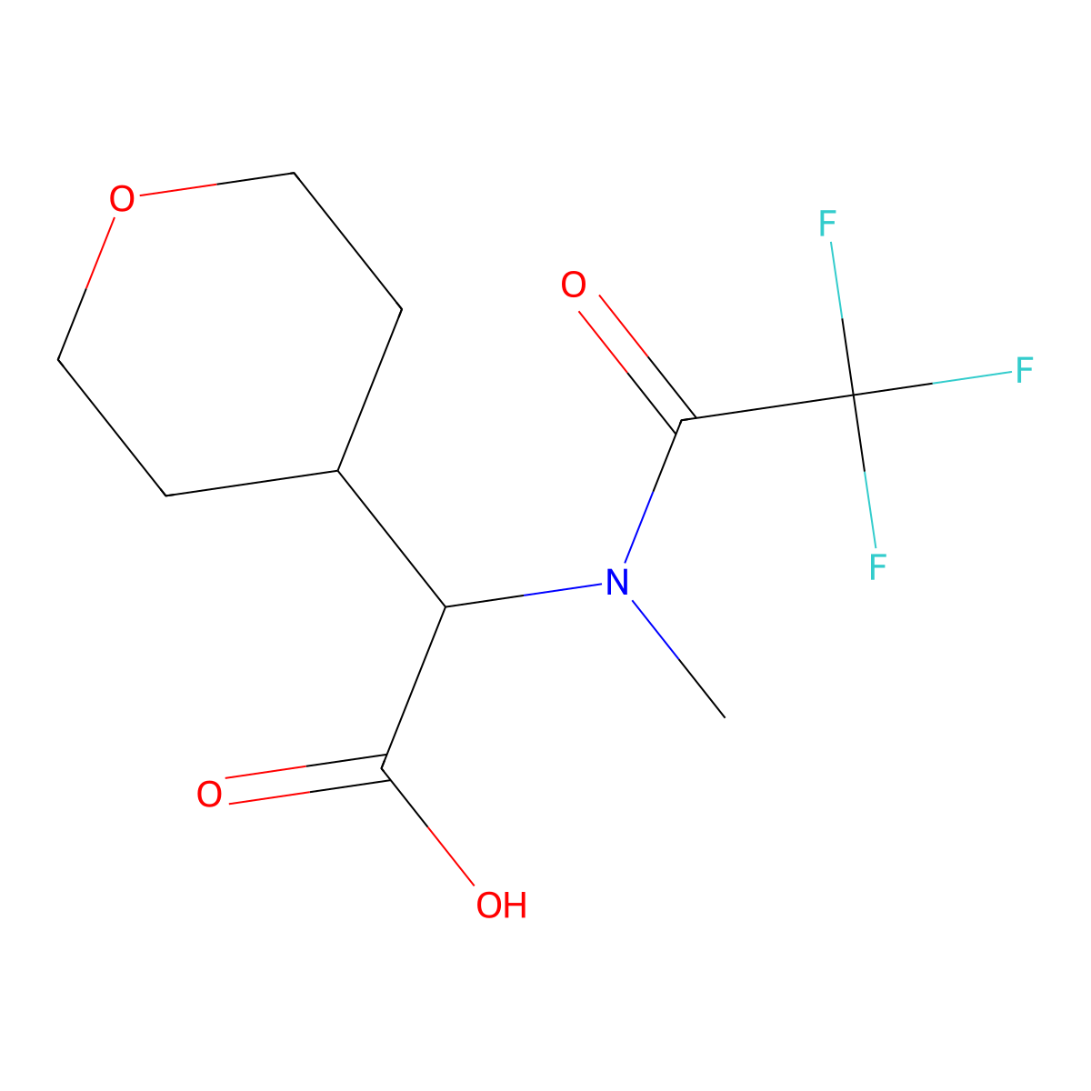 2-(oxan-4-yl)-2-(2,2,2-trifluoro-N-methylacetamido)acetic acid molecular structure, CAS 2680553-69-7