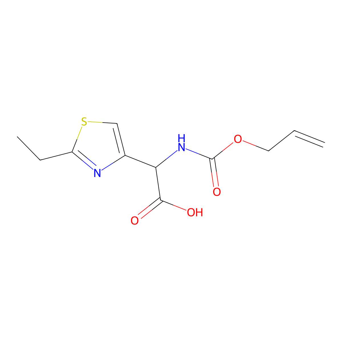 2-(2-Ethyl-1,3-thiazol-4-yl)-2-{[(prop-2-en-1-yloxy)carbonyl]amino}acetic acid molecular structure, CAS 2680553-70-0