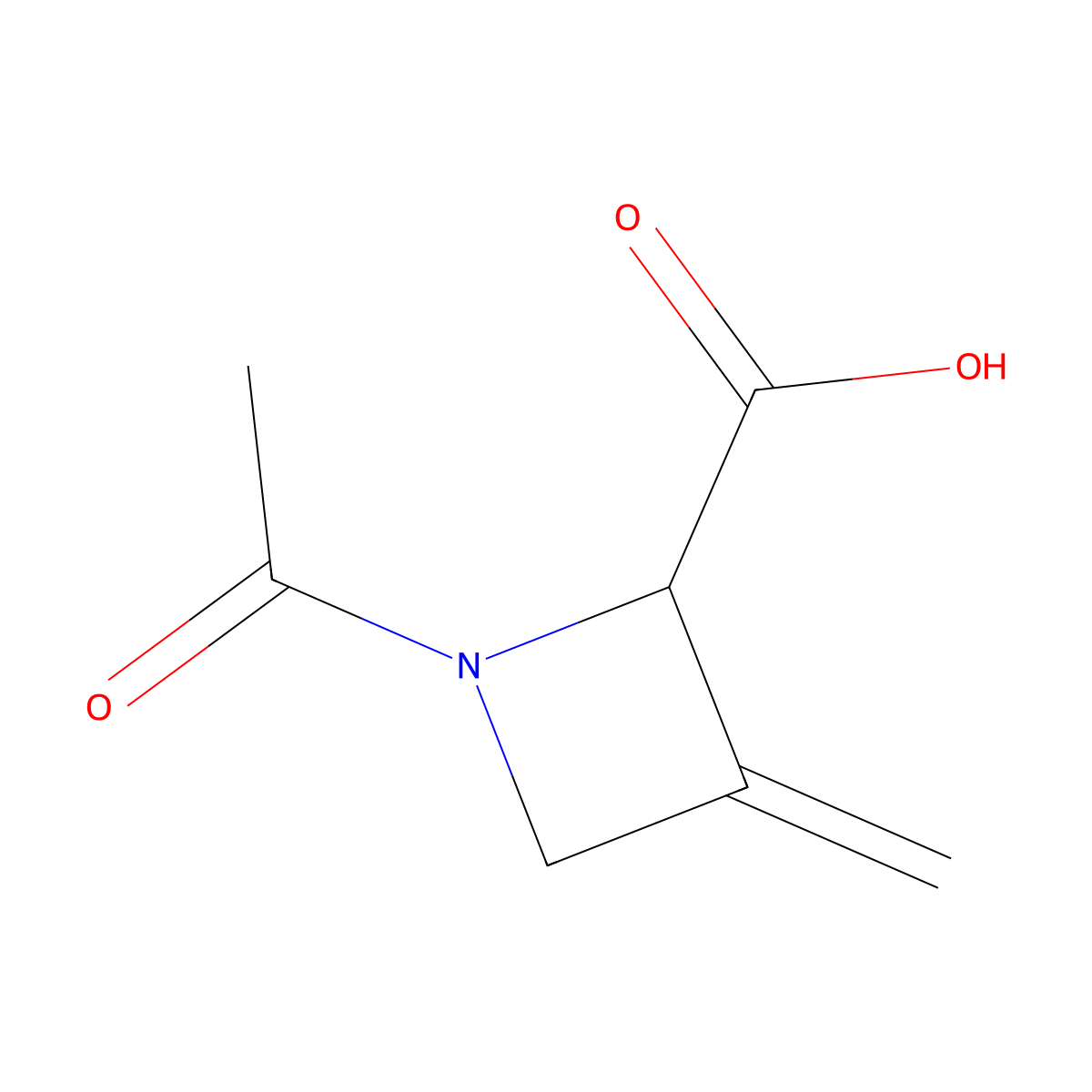 1-Acetyl-3-methylideneazetidine-2-carboxylic acid molecular structure, CAS 2680553-72-2
