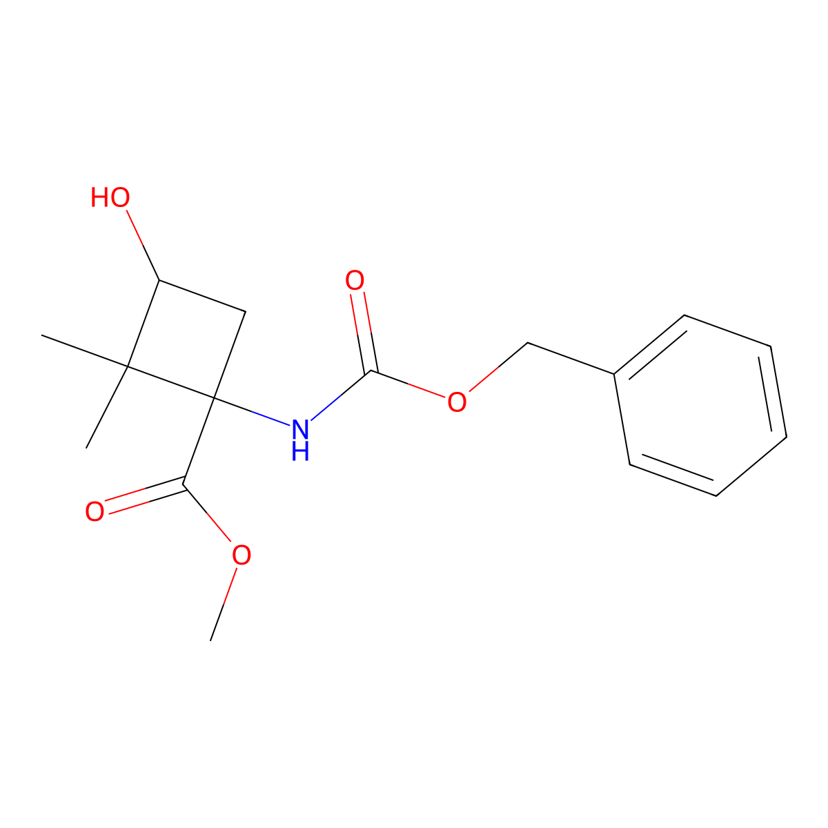 Methyl 1-{[(benzyloxy)carbonyl]amino}-3-hydroxy-2,2-dimethylcyclobutane-1-carboxylate molecular structure, CAS 2680553-73-3