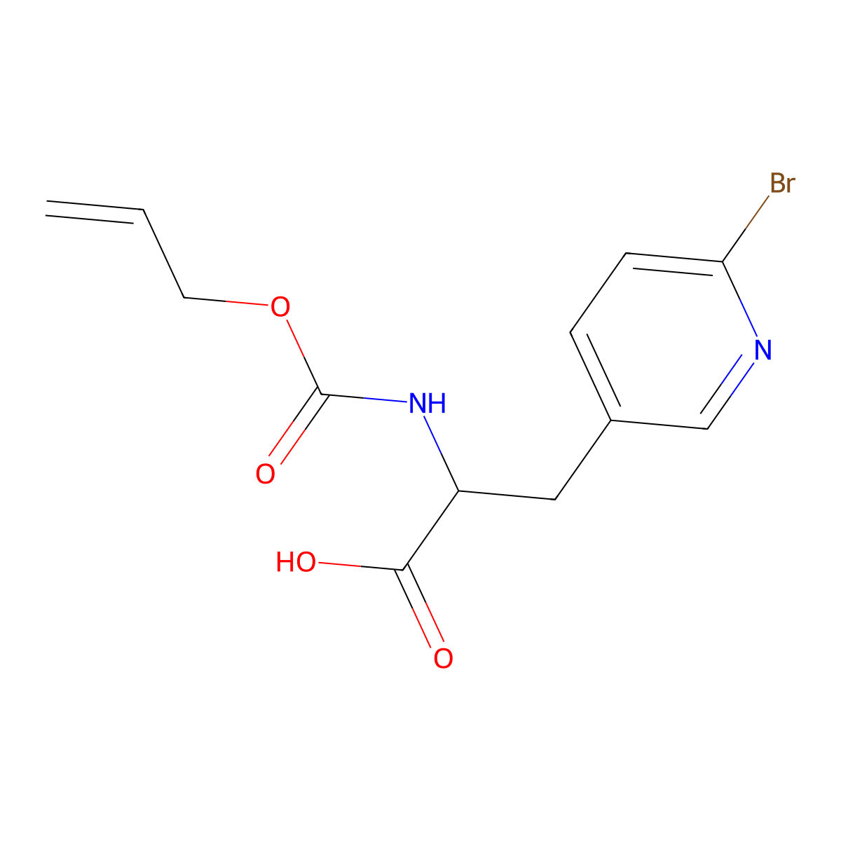 3-(6-Bromopyridin-3-yl)-2-{[(prop-2-en-1-yloxy)carbonyl]amino}propanoic acid molecular structure, CAS 2680553-75-5