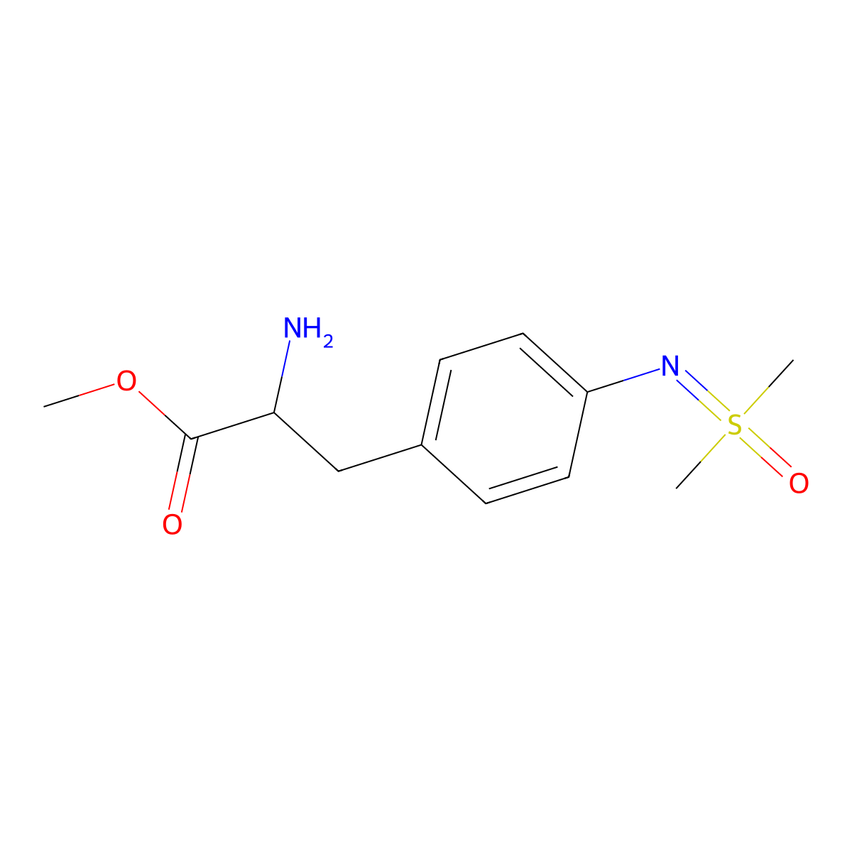 Methyl 2-amino-3-(4-{[dimethyl(oxo)-lambda6-sulfanylidene]amino}phenyl)propanoate molecular structure, CAS 2680553-78-8