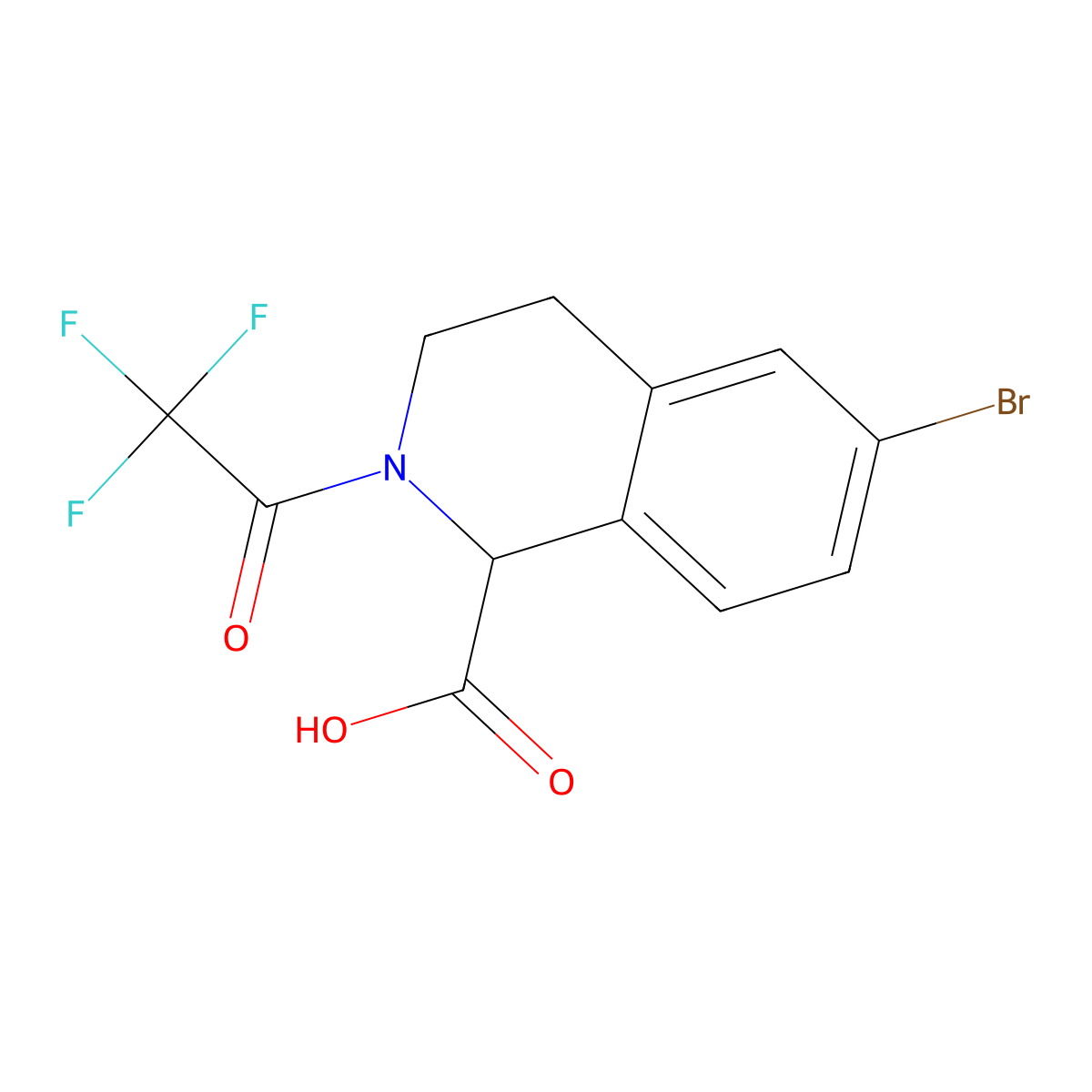 6-Bromo-2-(2,2,2-trifluoroacetyl)-1,2,3,4-tetrahydroisoquinoline-1-carboxylic acid molecular structure, CAS 2680553-97-1