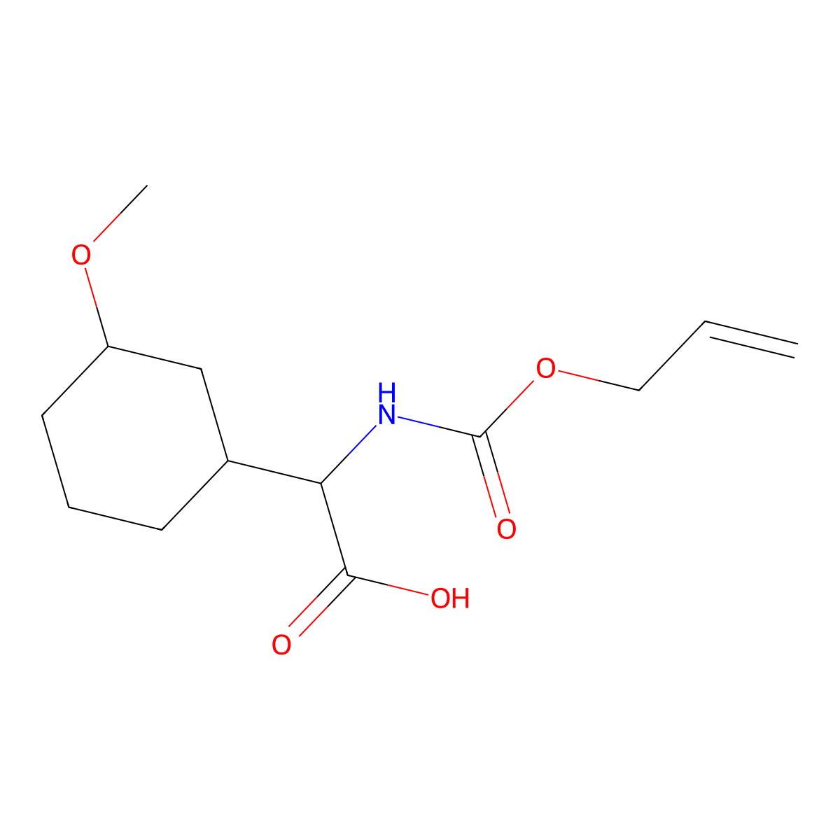 2-(3-Methoxycyclohexyl)-2-{[(prop-2-en-1-yloxy)carbonyl]amino}acetic acid molecular structure, CAS 2680554-00-9