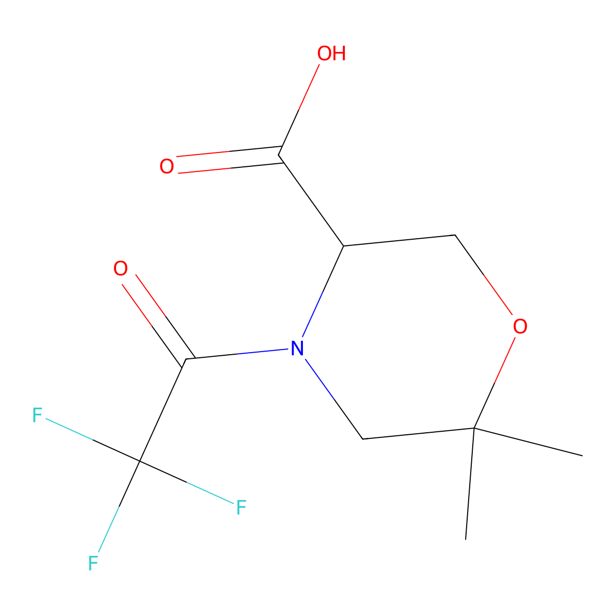 6,6-Dimethyl-4-(trifluoroacetyl)morpholine-3-carboxylic acid molecular structure, CAS 2680554-01-0