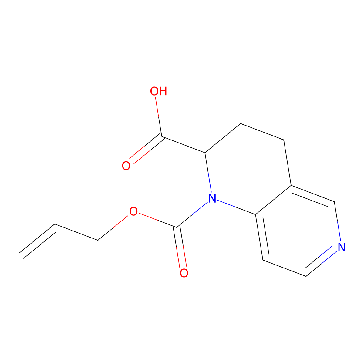 1-[(Prop-2-en-1-yloxy)carbonyl]-1,2,3,4-tetrahydro-1,6-naphthyridine-2-carboxylic acid molecular structure, CAS 2680554-08-7