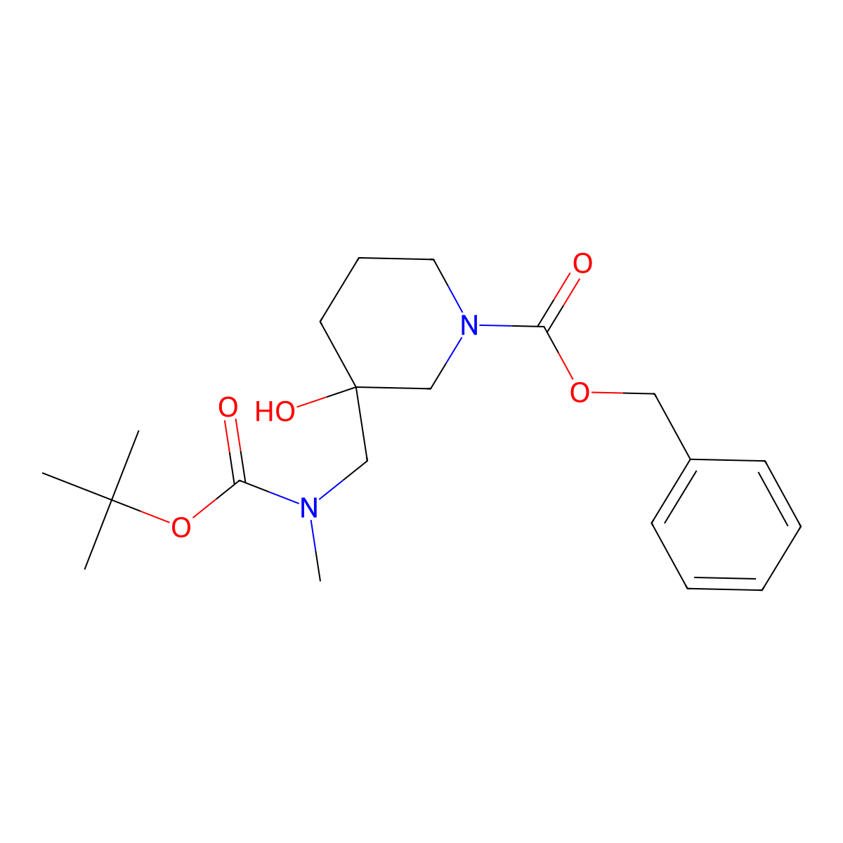Benzyl 3-({[(tert-butoxy)carbonyl](methyl)amino}methyl)-3-hydroxypiperidine-1-carboxylate molecular structure, CAS 2680554-12-3