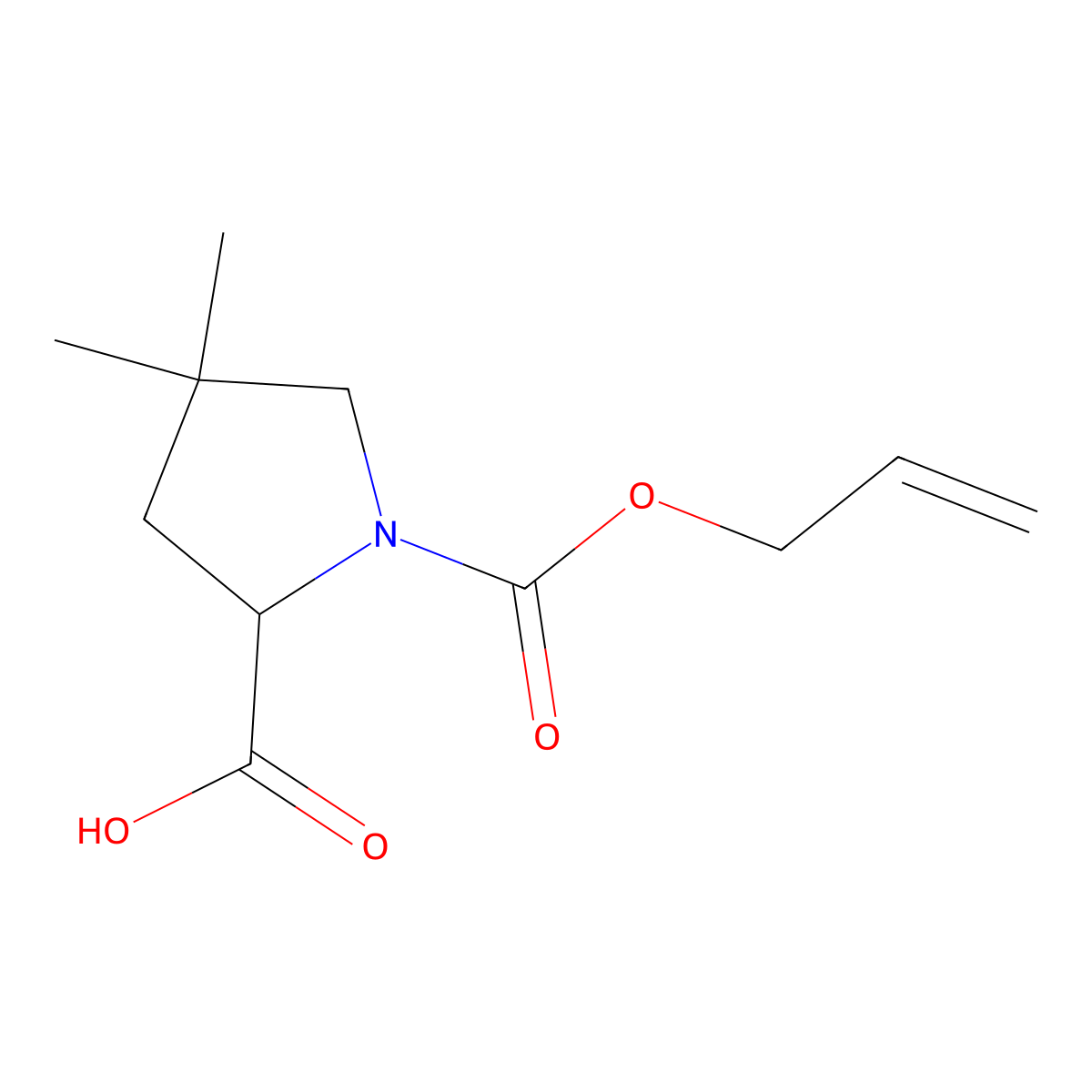 4,4-Dimethyl-1-[(prop-2-en-1-yloxy)carbonyl]pyrrolidine-2-carboxylic acid molecular structure, CAS 2680554-31-6