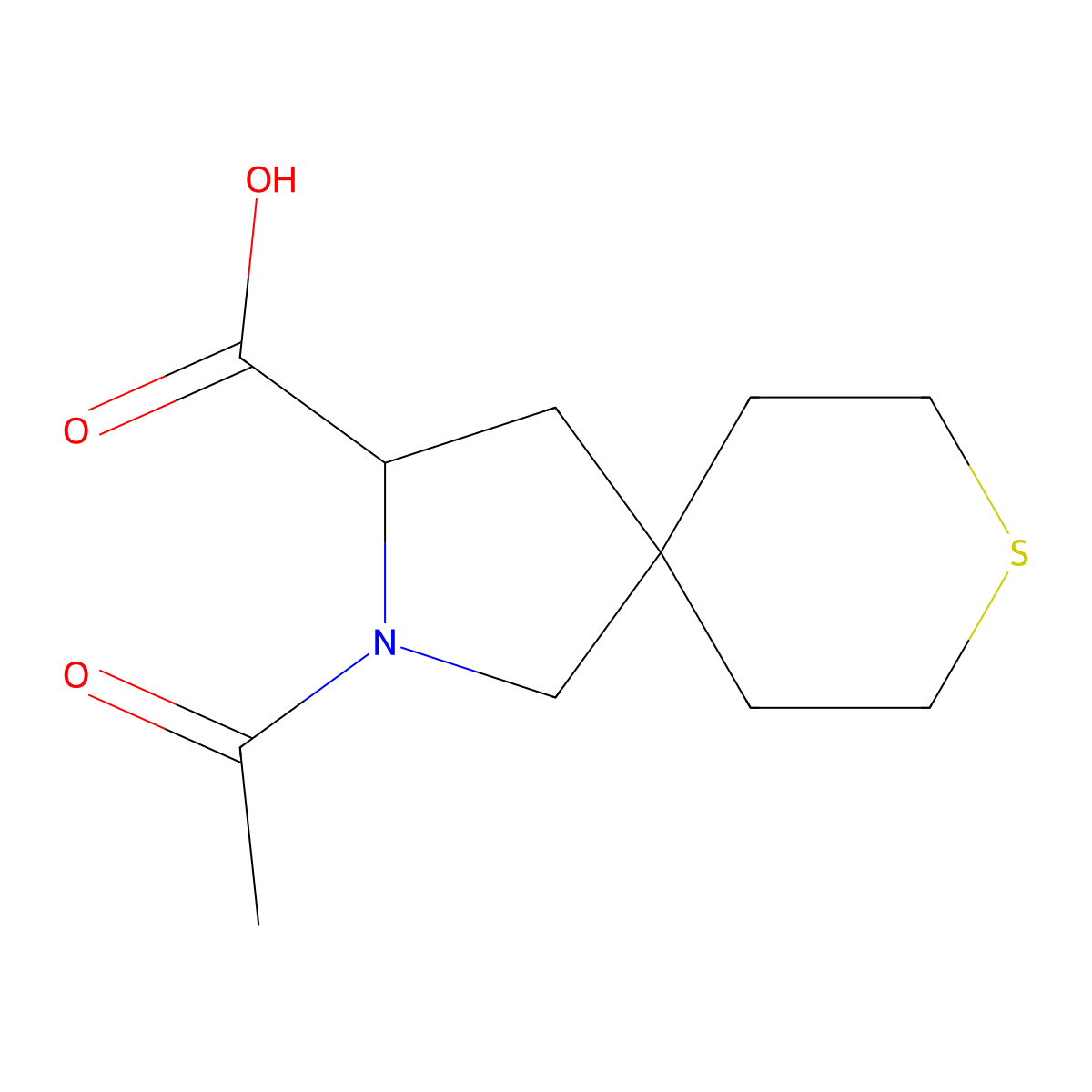 2-Acetyl-8-thia-2-azaspiro[4.5]decane-3-carboxylic acid molecular structure, CAS 2680554-32-7