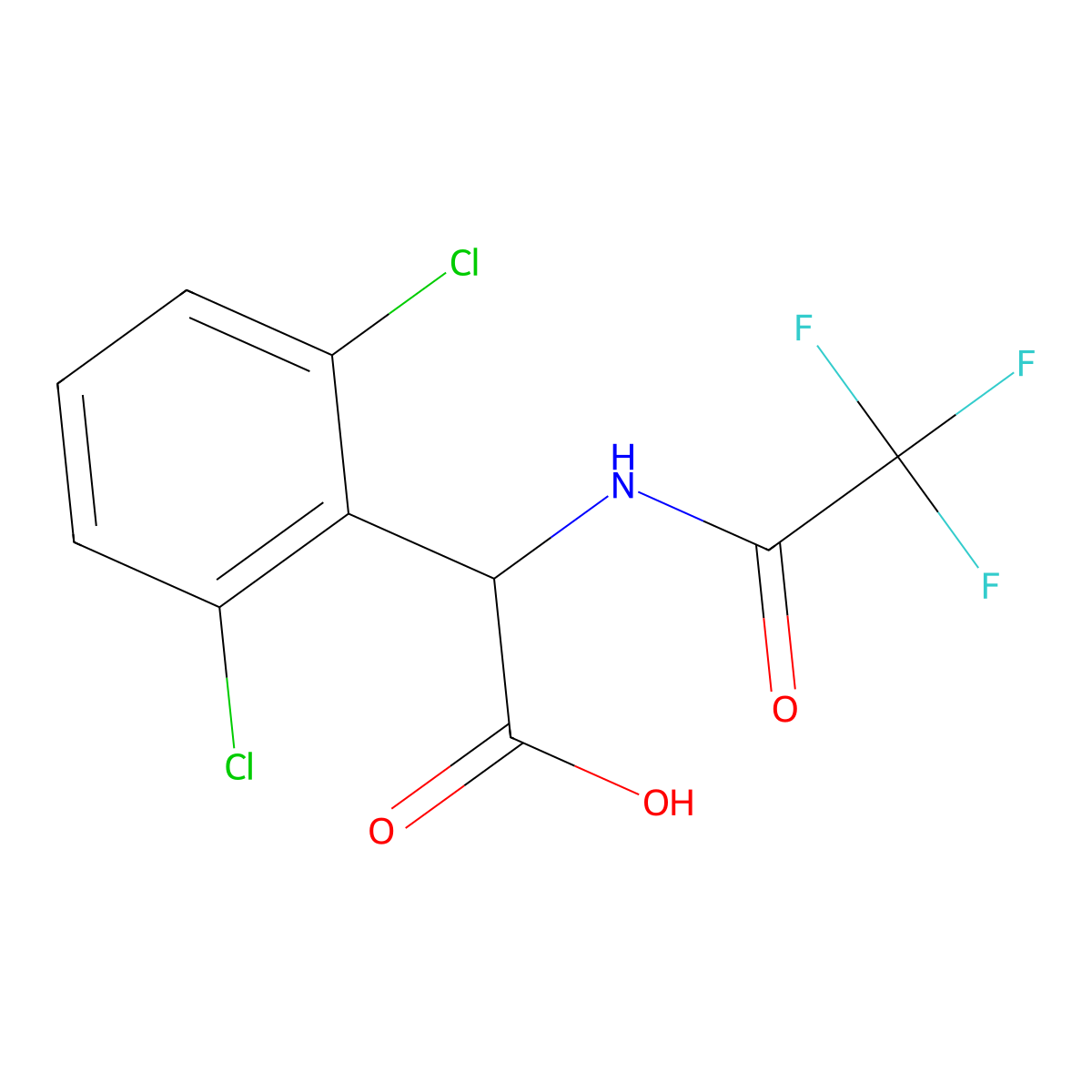2-(2,6-Dichlorophenyl)-2-(2,2,2-trifluoroacetamido)acetic acid molecular structure, CAS 2680554-33-8