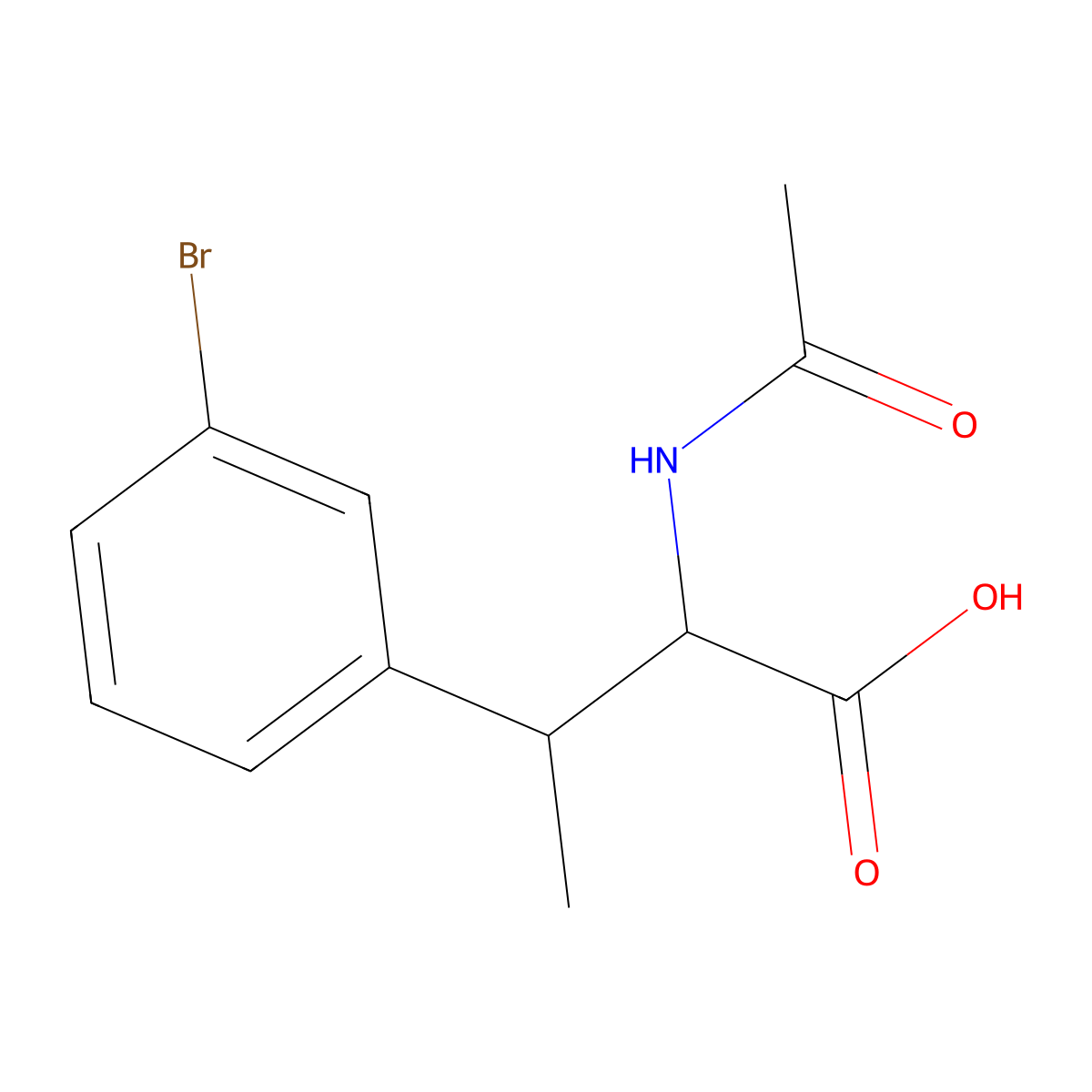 3-(3-Bromophenyl)-2-acetamidobutanoic acid molecular structure, CAS 2680554-34-9