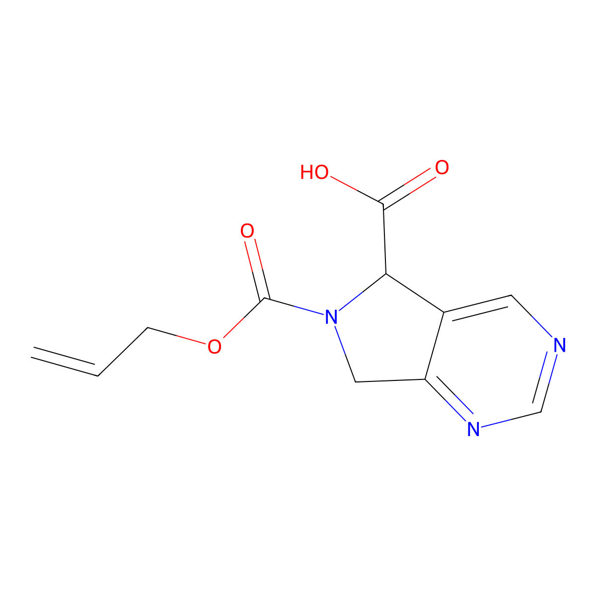 6-[(prop-2-en-1-yloxy)carbonyl]-5H,6H,7H-pyrrolo[3,4-d]pyrimidine-5-carboxylic acid molecular structure, CAS 2680554-35-0