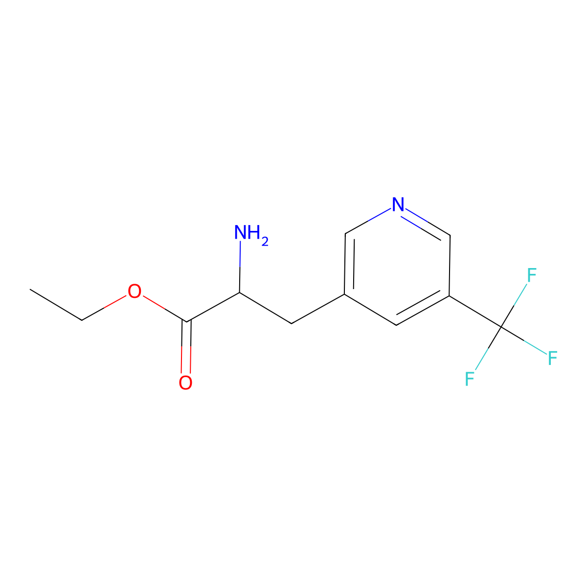 Ethyl 2-amino-3-[5-(trifluoromethyl)pyridin-3-yl]propanoate molecular structure, CAS 2680554-36-1