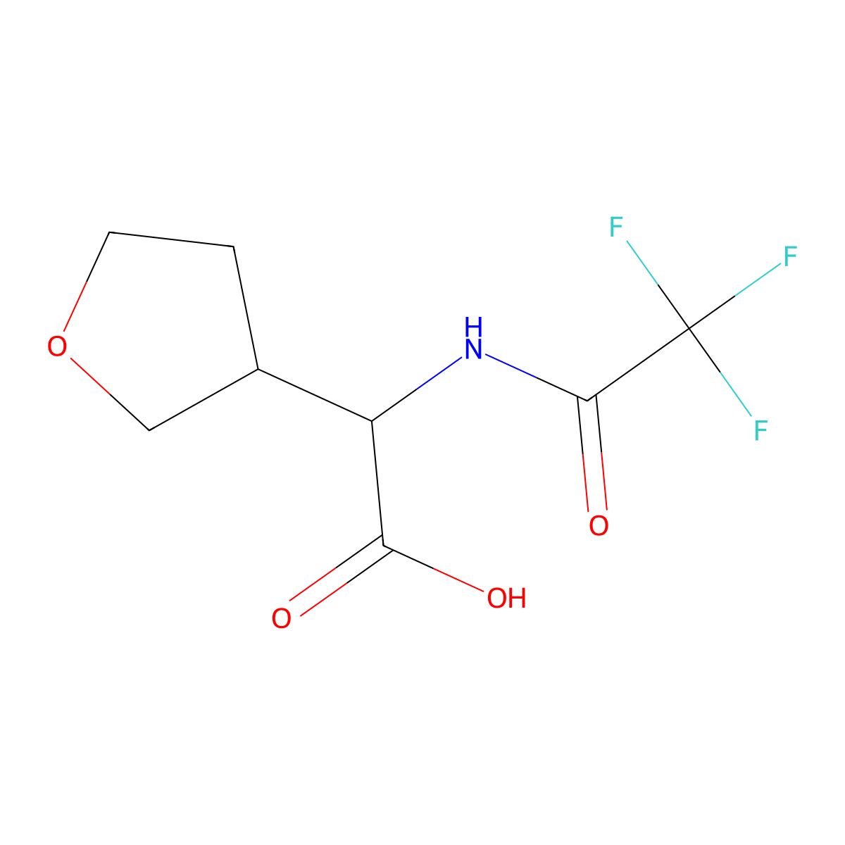 2-(Oxolan-3-yl)-2-(trifluoroacetamido)acetic acid molecular structure, CAS 2680554-37-2