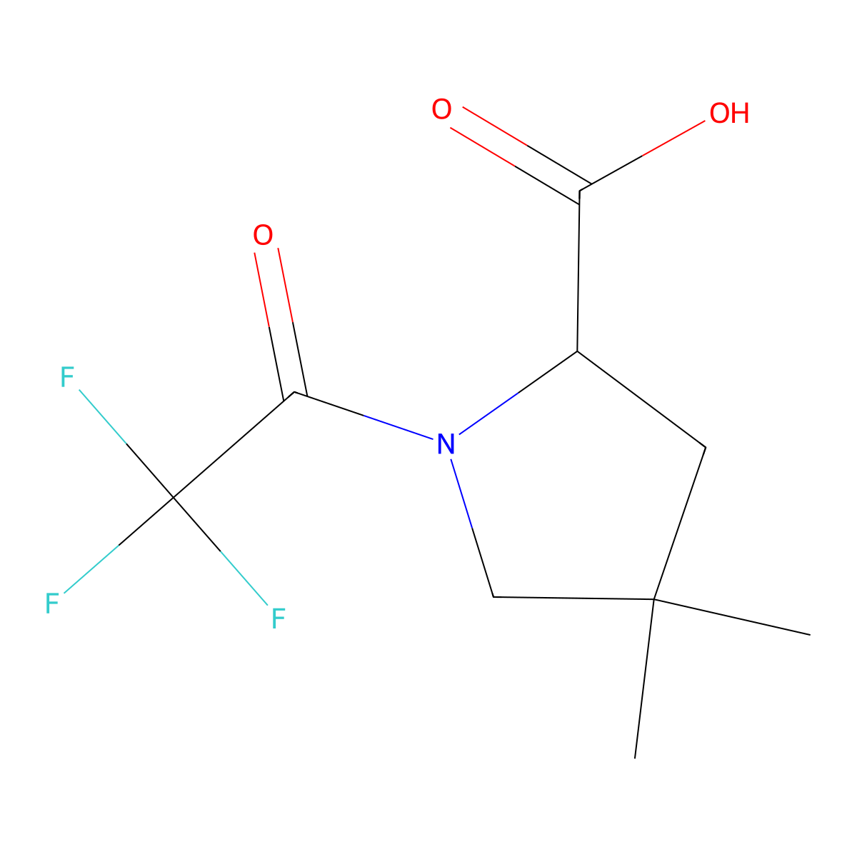 4,4-Dimethyl-1-(trifluoroacetyl)pyrrolidine-2-carboxylic acid molecular structure, CAS 2680554-38-3