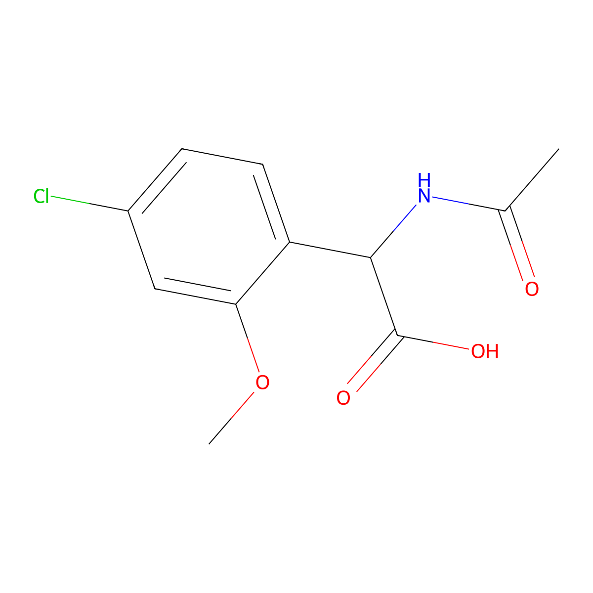 2-(4-Chloro-2-methoxyphenyl)-2-acetamidoacetic acid molecular structure, CAS 2680554-43-0
