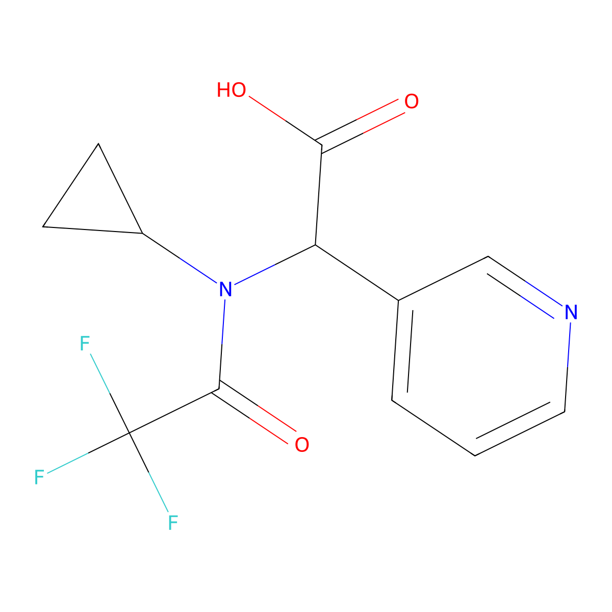 2-(N-cyclopropyl-2,2,2-trifluoroacetamido)-2-(pyridin-3-yl)acetic acid molecular structure, CAS 2680560-29-4